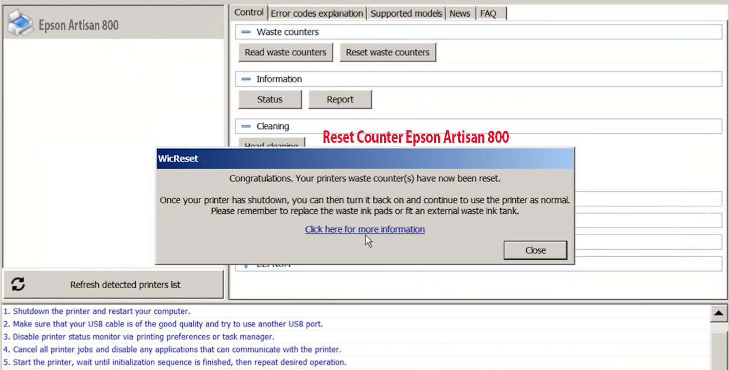 Reset Epson Artisan 800 Step 7